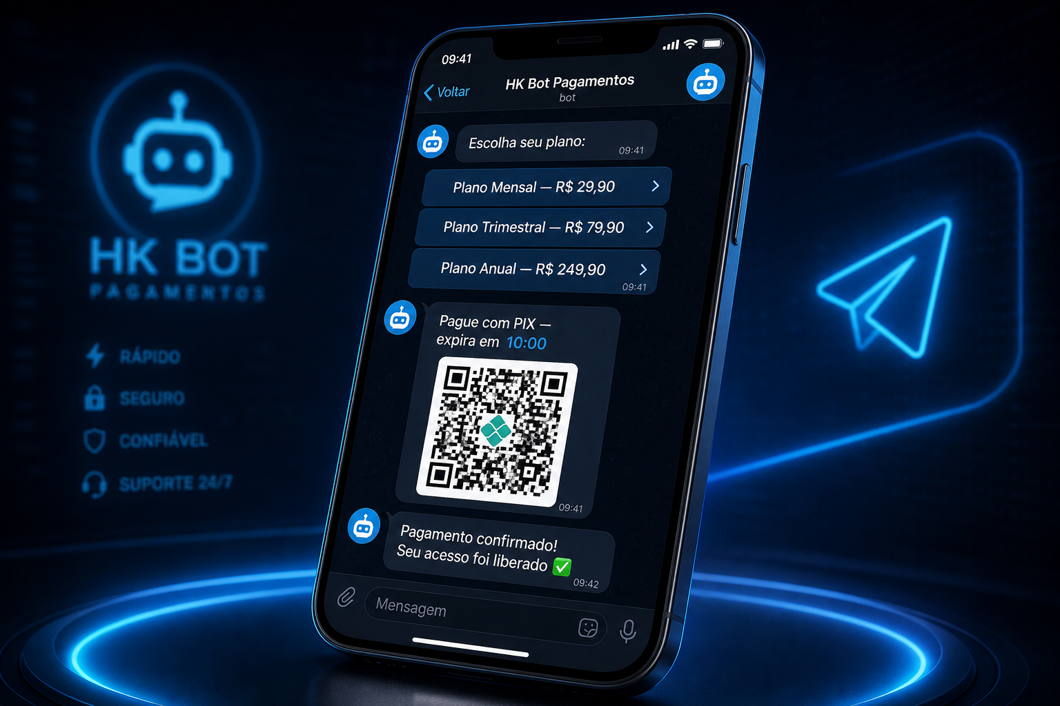 Bot de pagamento automático para Telegram e WhatsApp